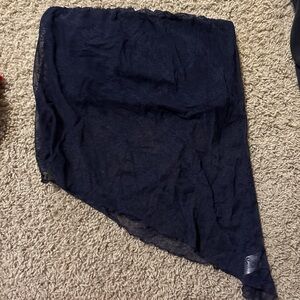 Navy Blue Sheer Asymmetrical Shirt